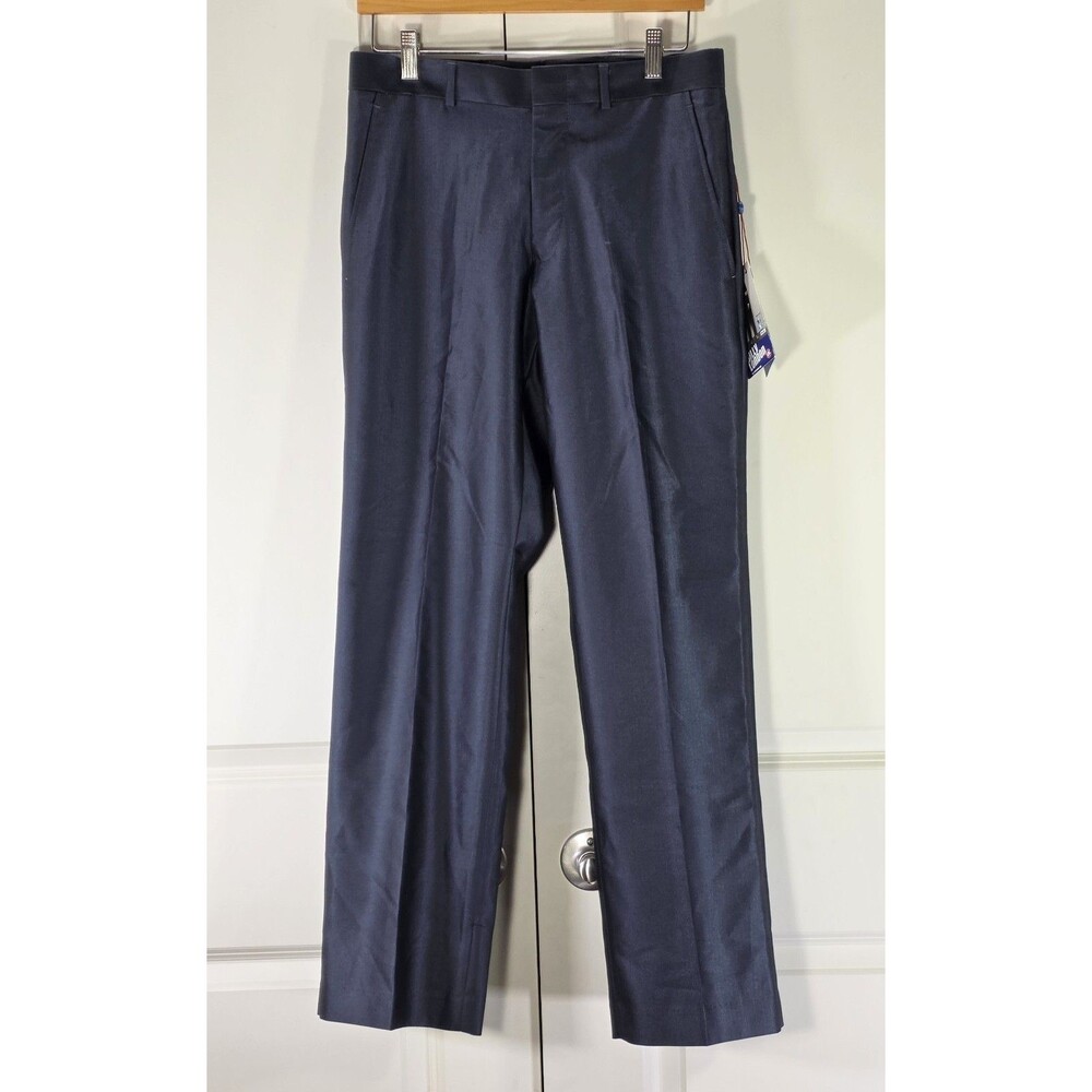 Billy London UK Men 30x30 Slim Fit Dress Pants Navy Blue  NWT Flat Front Slacks